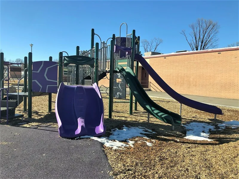 Age appropriate slides at Studio School playground